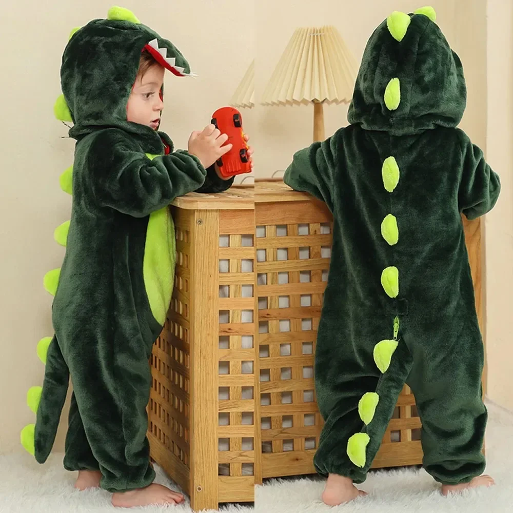 Winter Clothes for Babies Baby Pajamas One Piece Hooded Jumpsuit for Toddler Girls Boys Pijamas Dinosaur Kids Kigurumi Sleepwear 1