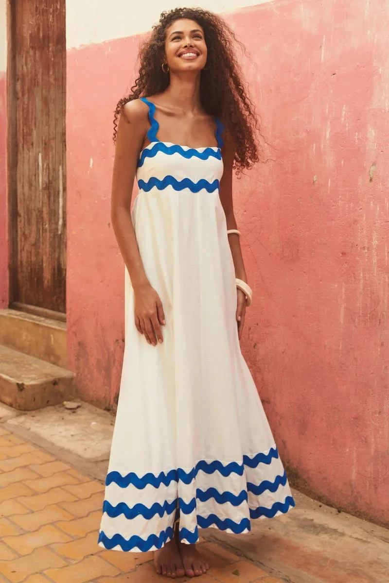 Bohemian Summer Printed A-line Long Dress Sexy Backless Holiday Beach Spaghetti Strap Dresses For Women Maxi Vestidos Para Mujer