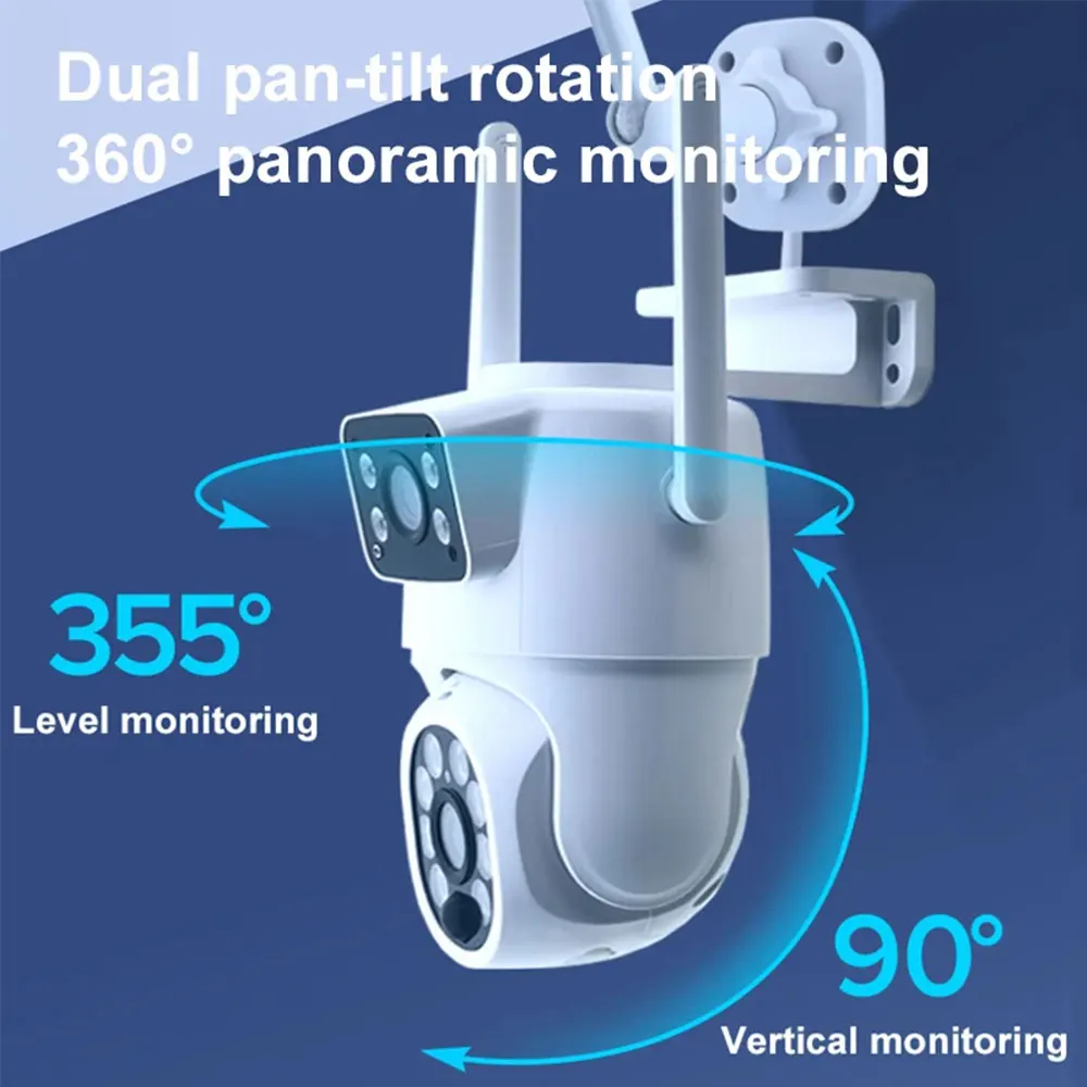 Wifi Camera Solar Camera Solar Security Camera Surveillance Camera Tuya Solar Camera WiFi Outdoor 10MP Dual Lens 4K Wireless Dual Screen PTZ Security Camera Low Power Battery Cam Motion Detection