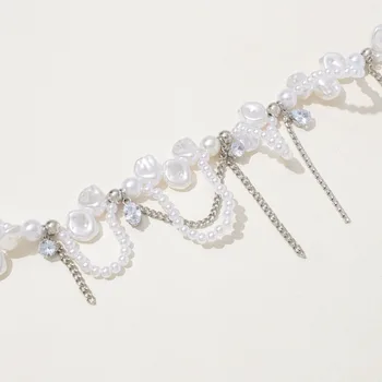 قلادة سلسلة غير منتظمة من اللؤلؤ واللون الفضي للنساء ، حلوة وباردة ، نمط التوابل ، شخصية ، موضة جديدة 2