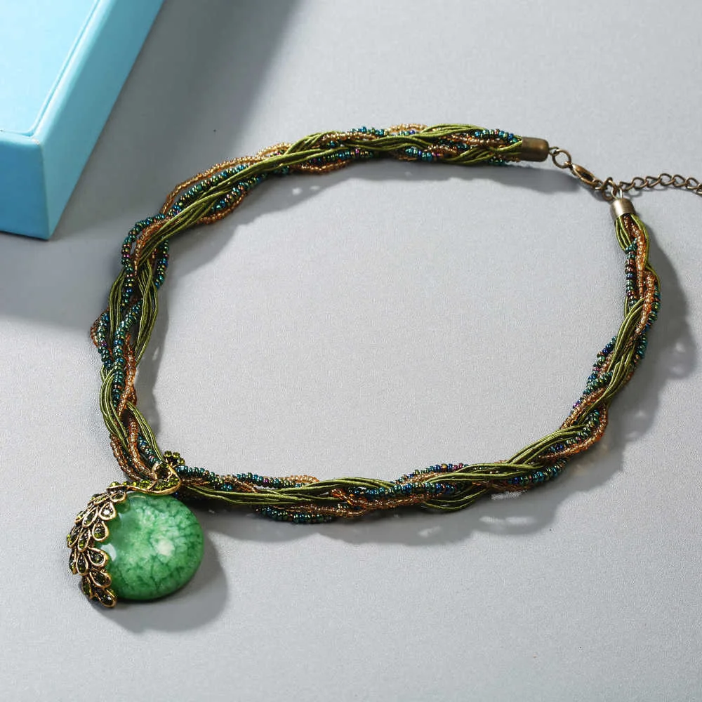 Böhmischen Perlen Anhänger Halskette für Frauen Mode Vintage Pfau Stein Halsketten Erklärung Maxi Collares Collier Femme – Detail 31