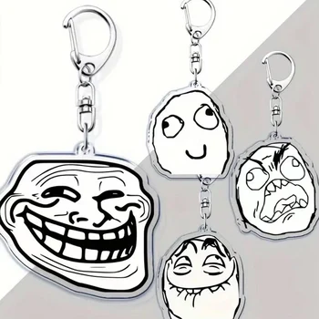 Divertente TrollFace Portachiavi per Accessori Borsa NoMeGusta Rage Face ForeverAlone Ciondolo Portachiavi Anello Portachiavi Gioielli Ventole Regali 1