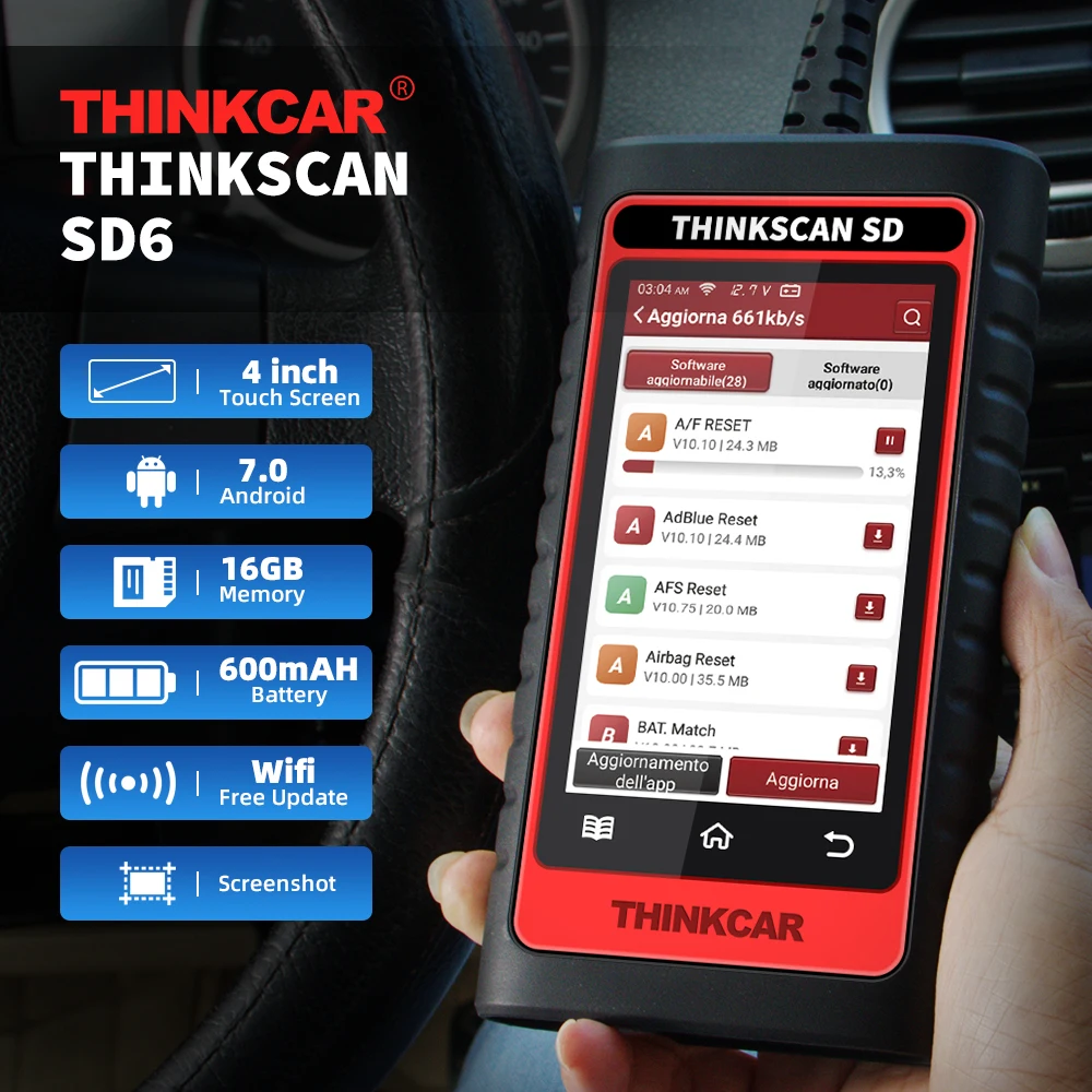 ThinkCar ThinkScan SD6 OBD2 Automotive Scanner Multi System Scan ABS SAS DPF A/F 28 Reset Professional Auto Car Diagnostic Tool auto inspection equipment