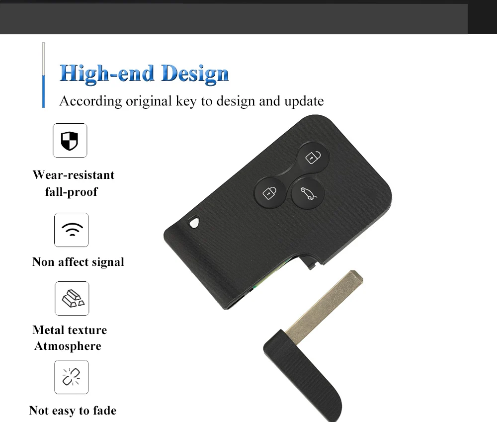 Jingyuqin 5 Stück 3 Tasten 433 MHz ID46 PCF7947 Chip & Insert Small Blade Remote Smart Key Card für Renault Megane Scenic Grand – Detail 2