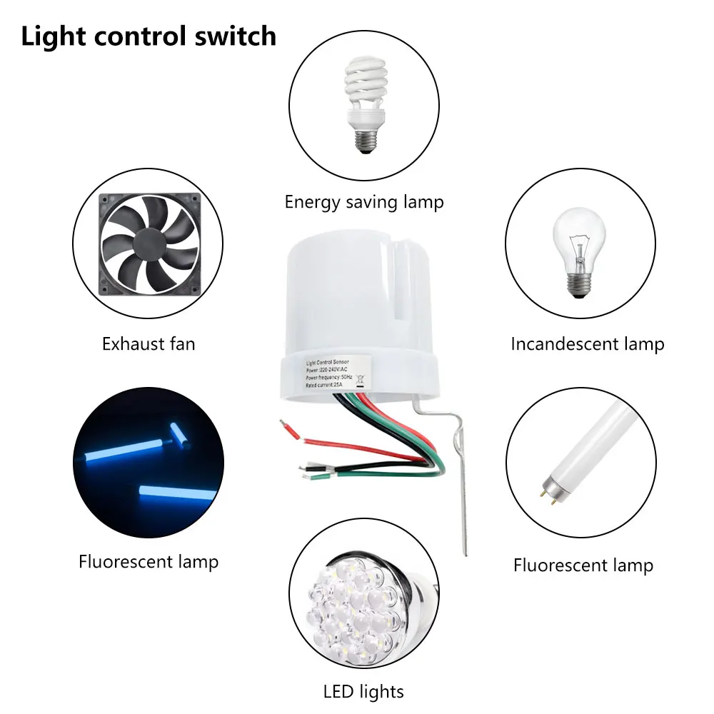 LIGHT CONTROL SENSOR 25A INTERRUTTORE CREPUSCOLARE DA ESTERNO