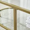 Living Room Glass Coffee Table, Golden Coffee Table, Modern Minimal 2-Tier Center Table with Metal Frame for Small Space 3