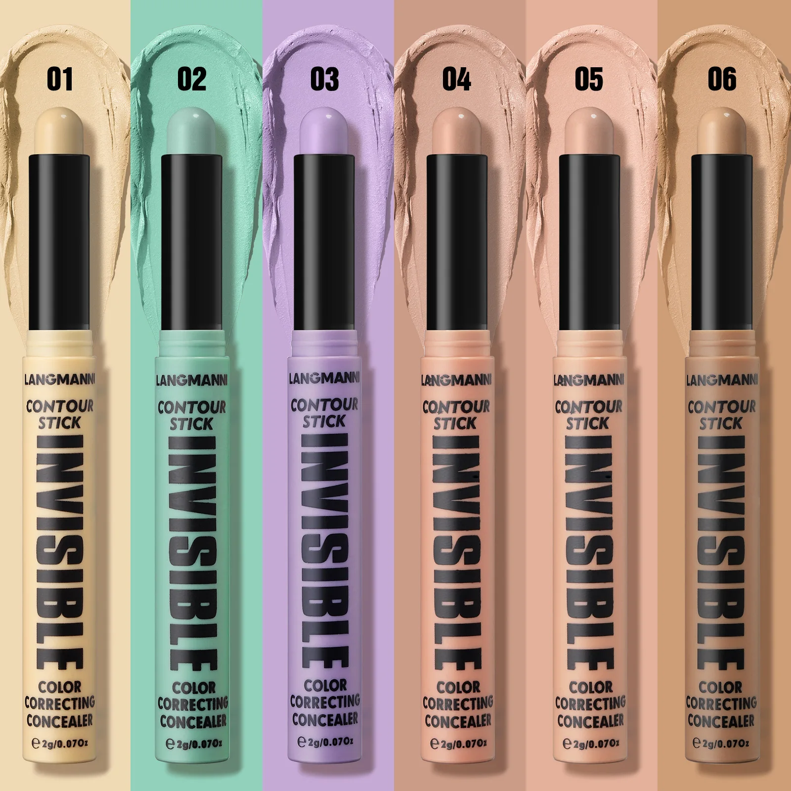 LANGMANNI muti-Color Contouring Stick Long-lasting hydrating Waterproof Smooth  Brightening Skin Enhancing Tone Concealer 5