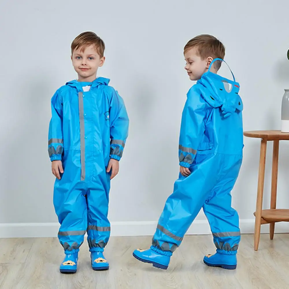Waterproof Raincoat Kids One Piece Rainwear raincoat poncho Cartoon Animal Rain Coat Hooded Poncho Coverall