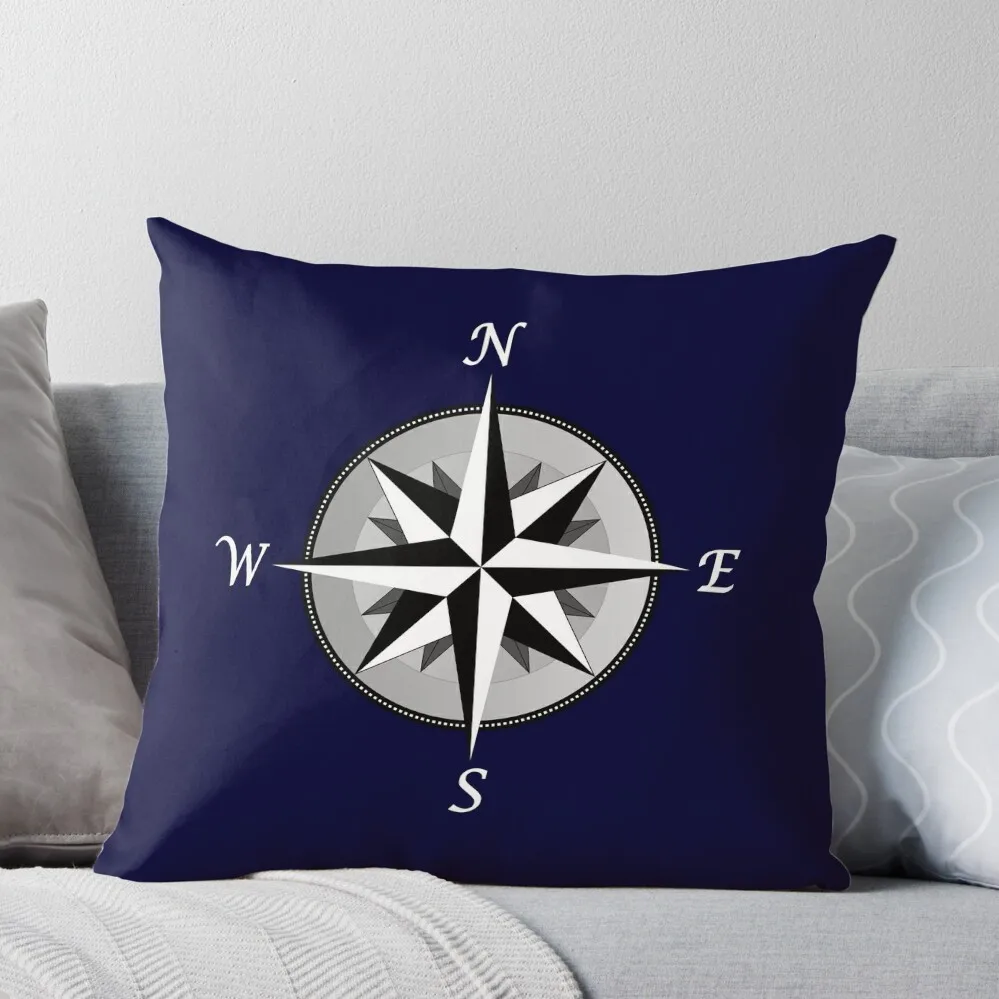 

Navy Blue Compass Rose Fancy Throw Pillow Luxury Sofa Cushions Custom Cushion Photo