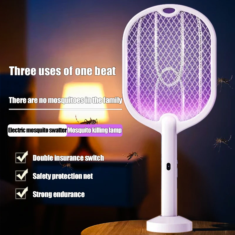 

3 In 1 Electric Mosquito Swatter Upgraded 3000V Mosquito Swatter With TYPE-C Charging Mosquito Killer Lamp Lithium Battery