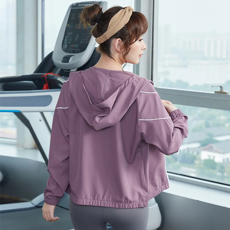 Running Jacket Women Striped Zipper Long Sleeve Hooded Sports Active Wear  for Women Gym Clothing Casual Jersey Fitness Yoga Top - AliExpress