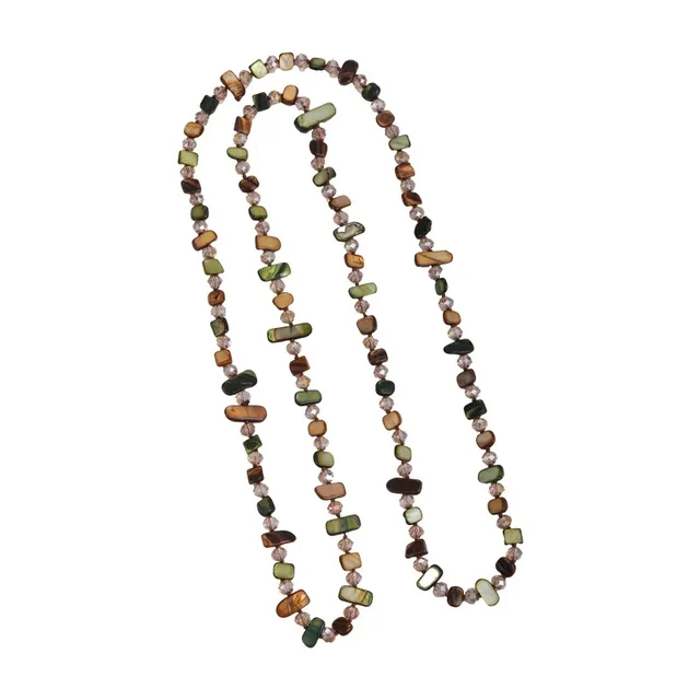 Collier bohème Vintage en pierre naturelle irrégulière pour femmes, perles de cristal faites à la main, Double couche, longue chaîne de pull, bijoux cadeau