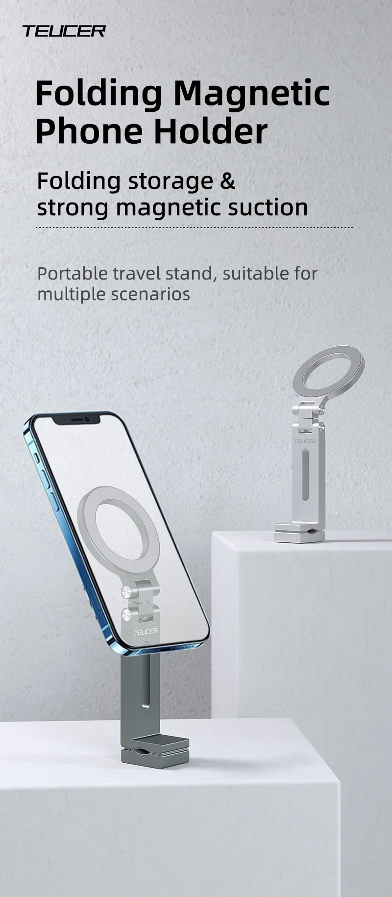 Coolcirc Magnetic Phone Holder Travel Essentials Flexible Rotation Hands-Free A