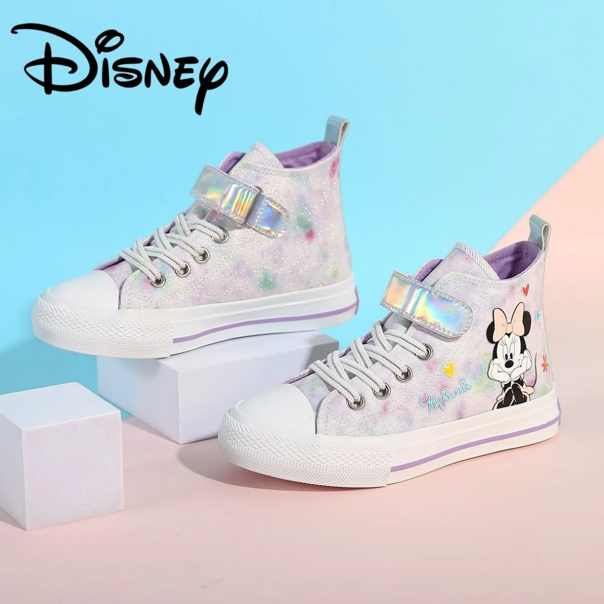 2024  Cartoon Minnie Sport Shoes  New Kids Board Shoes Children Tennis Shoes High Top Casual Sneakers Girls Running Shoes