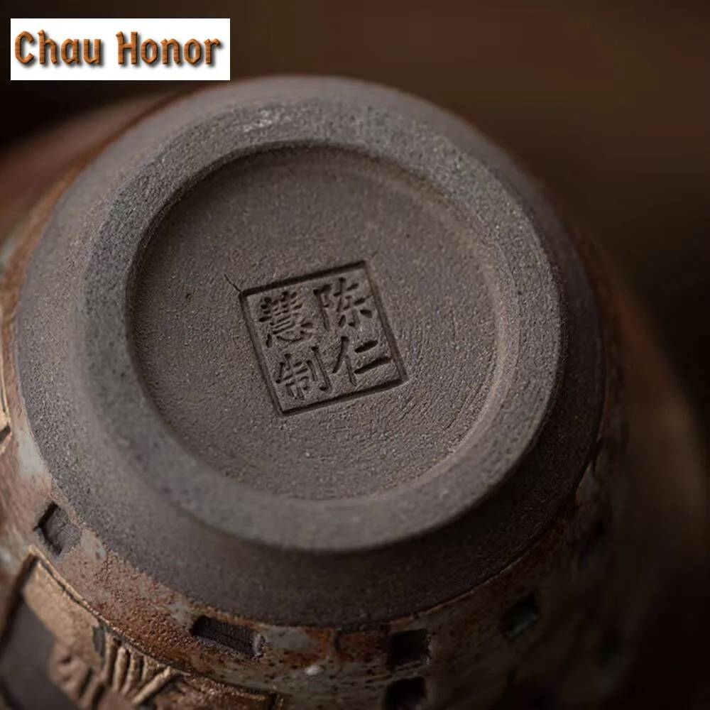 140ml Handmade Wood-fired Porcelain Gaiwan Dunhuang Frescoes Bowls Tea Tureen Tea Making Cover Bowl Cafes Supplies Ornament Gift