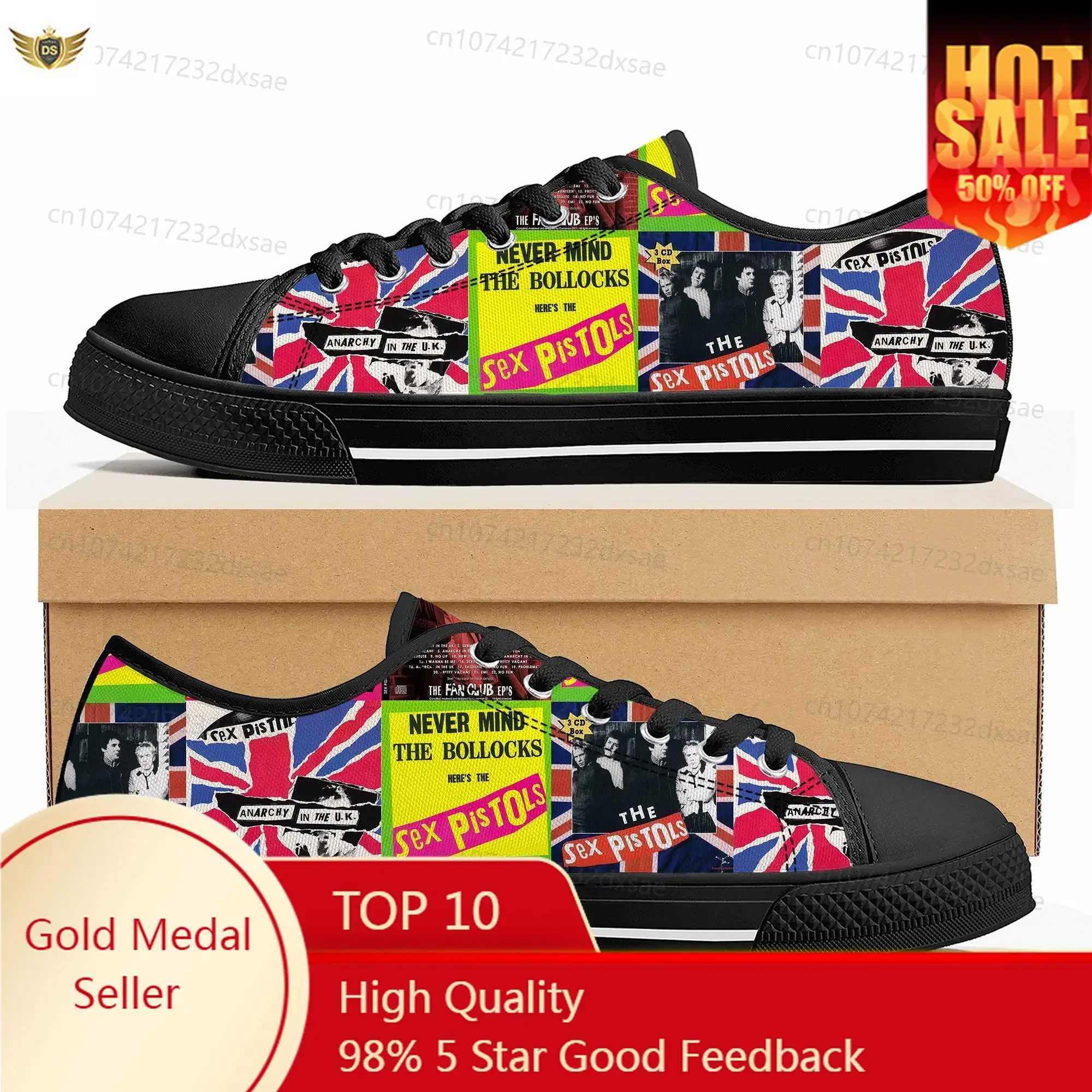 Sex Pistols Punk Rock Band Low Top High Quality Sneakers Mens Women Teenager Canvas Sneaker Casual Couple Shoes Custom Shoes