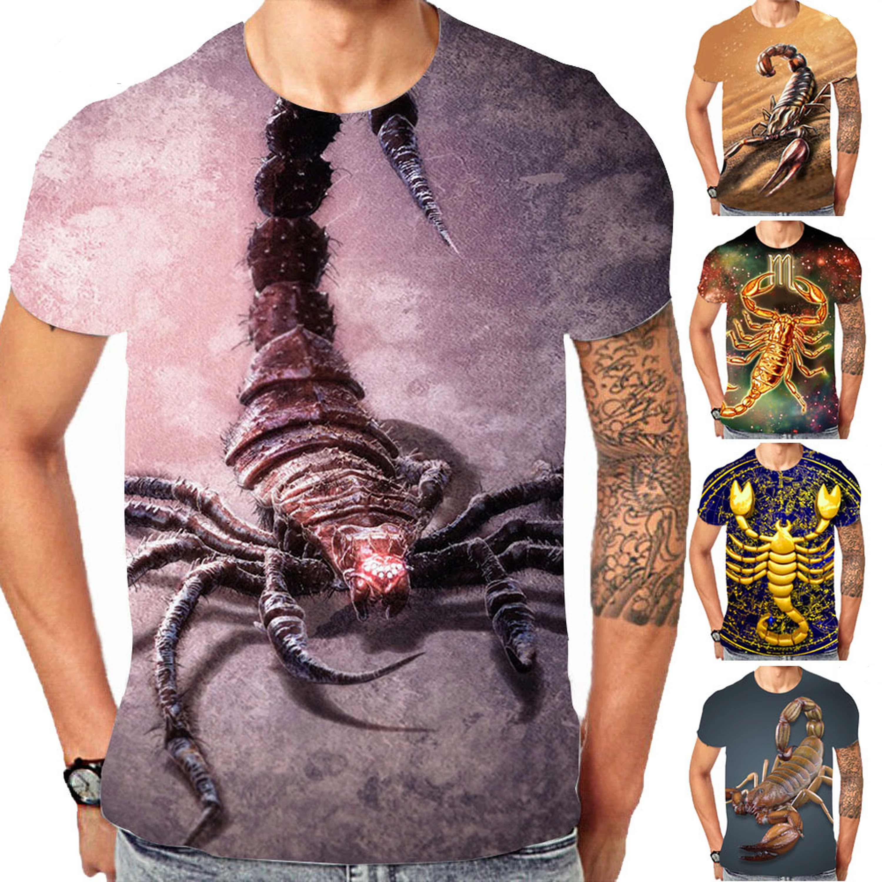 

Men's Fashion T-shirt Scorpion T-shirt Summer Casual Short Sleeve 3D Printing T-shirt