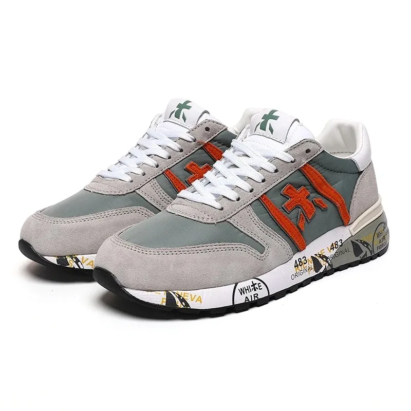 Premiata 2024 Scarpe Da Coppia Vintage Premiata Sneakers Con Struttura In Pelle Nera Scarpe Da Corsa Per Donna Scarpe Casual Firmate Di Moda