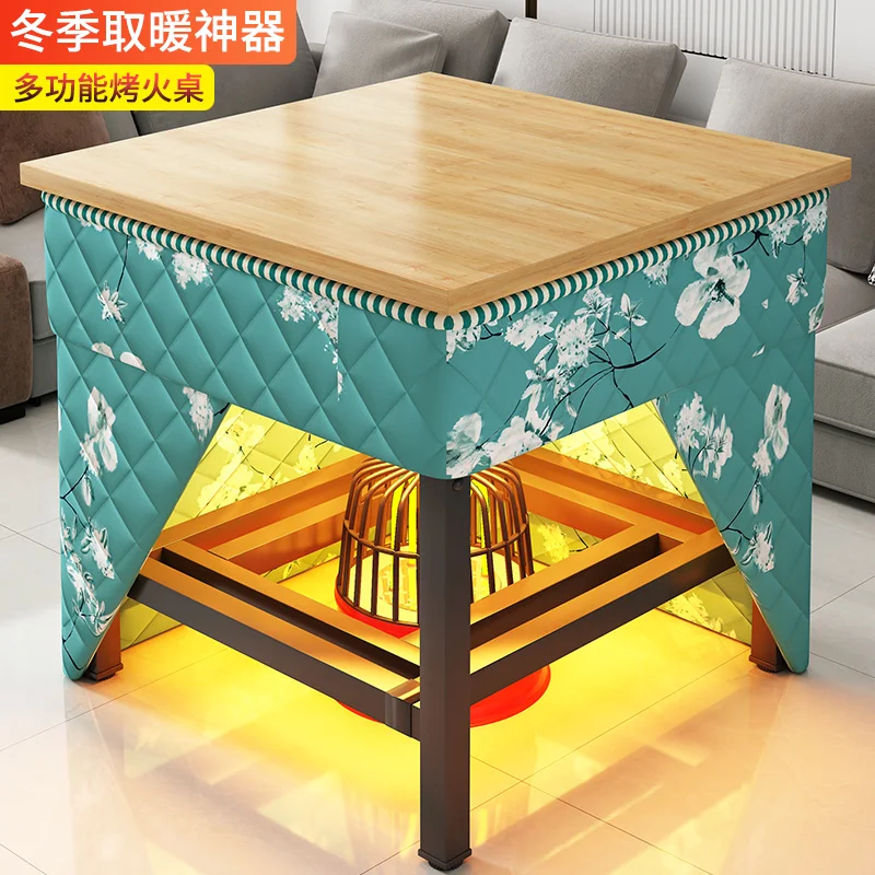 

Grill fire table square household dining stainless steel folding dining table