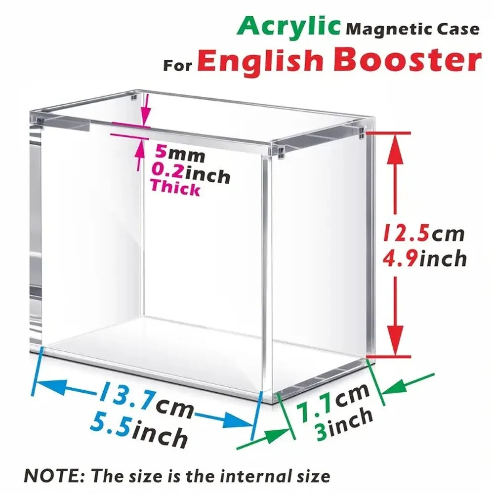 Clear Acrylic Game Card Box Protective Cases Magnetic Closure 5mm Thick Game Card Storage for English Booster Boxes