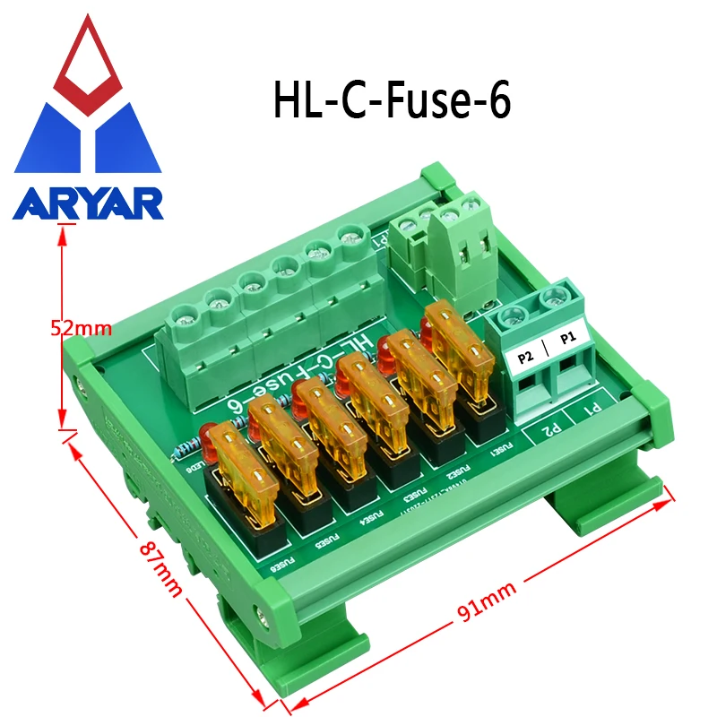 DINRailMount6PositionPowerDistributionFuseModuleBoardForAC