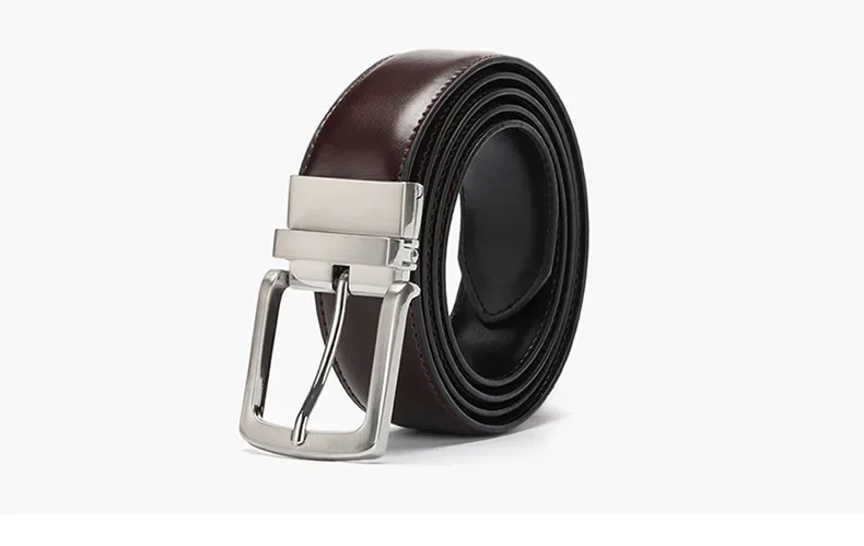 Doppelseitiger Gürtel aus echtem Leder mit drehbarer Legierung und Dornschließe für Herren, hochwertiges Echtleder, berühmte Marke, Luxus-Designer-Gürtel – Detail 9