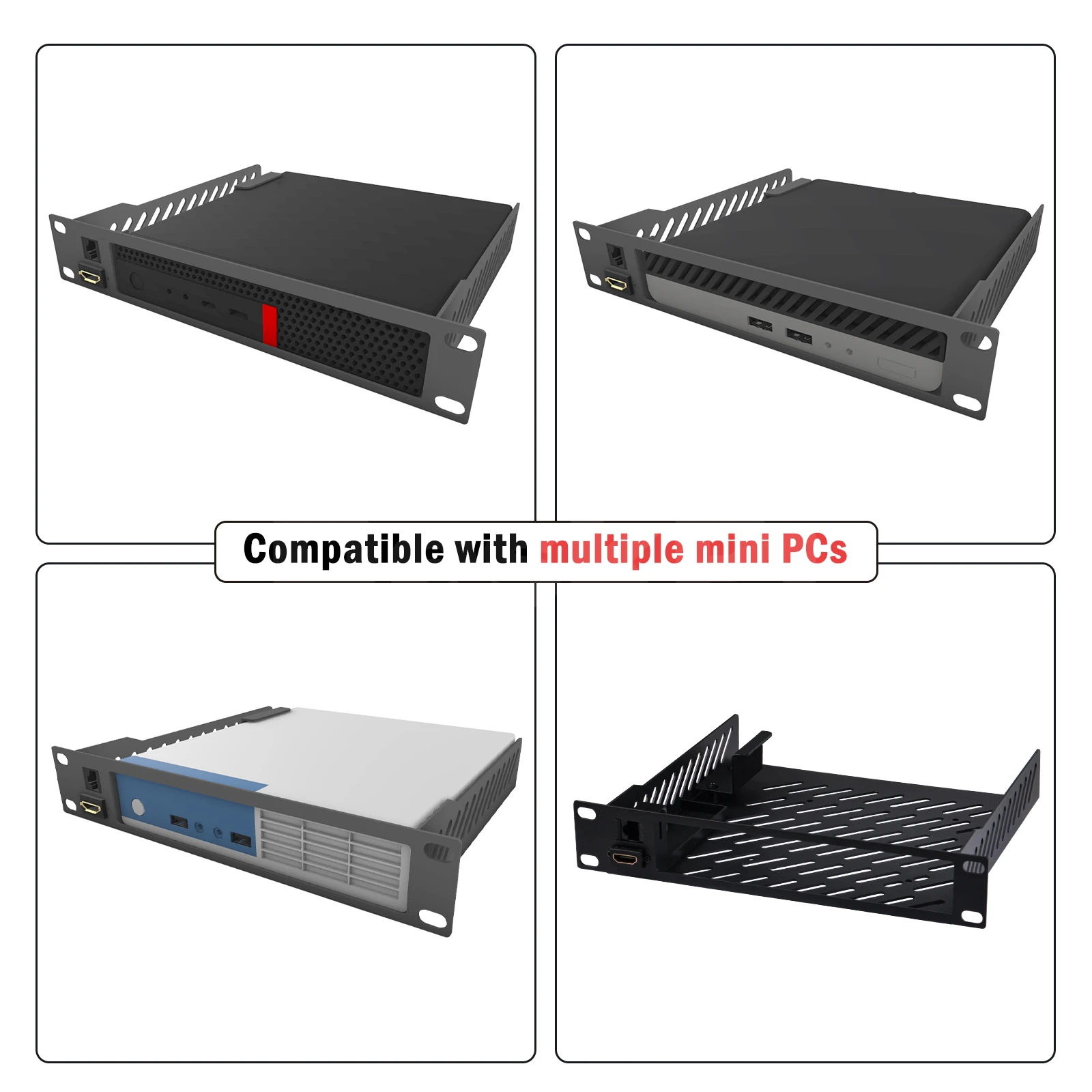 DeskPi RackMate 10 inch Mini PC Rack Shelf, 1U Rack Mount With RJ45 ...