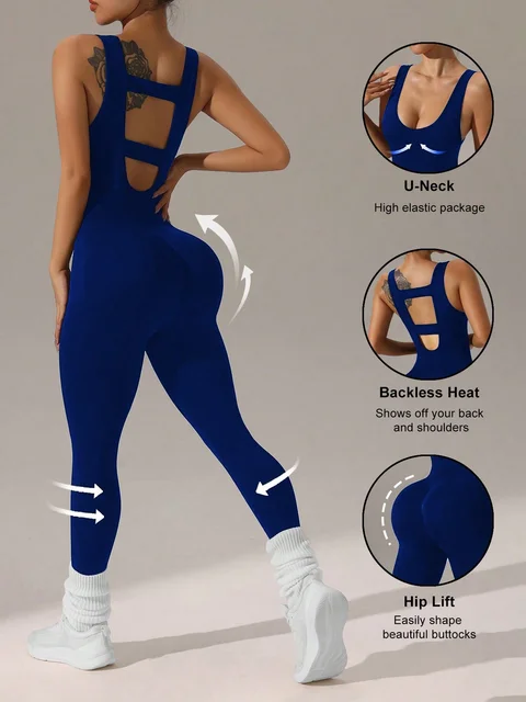 4 colors available Women's vest trousers jumpsuits - sexy hollow vest design - elastic and soft yoga running suit 1