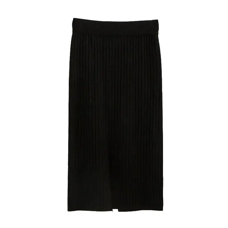 Fashion Outfits 2023 Spring Autumn New Slouchy Loose Pullover Knitted Solid Sweater High Waist Half Skirt Two Piece Set