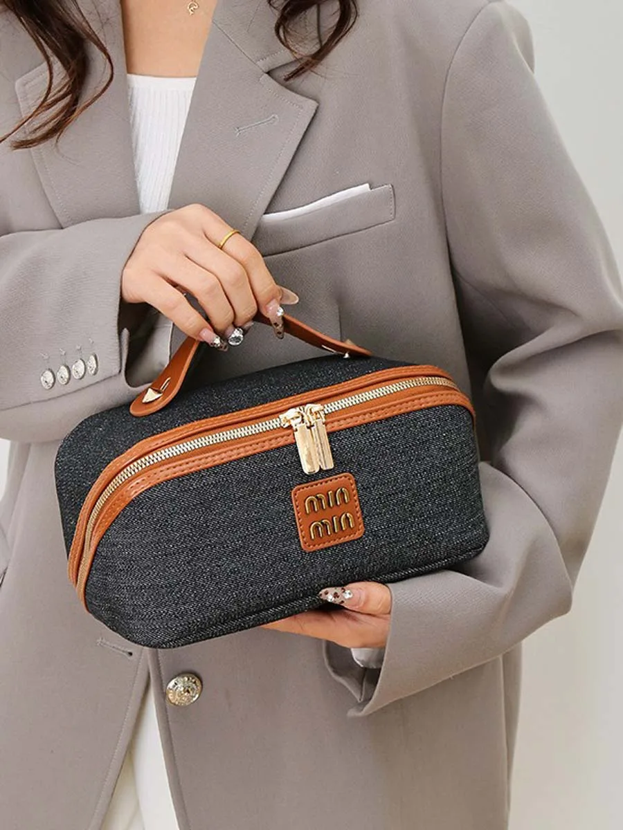 New high-end denim cosmetic bag - portable large-capacity travel cosmetic storage bag for women. Order genuine leather dog bag 4