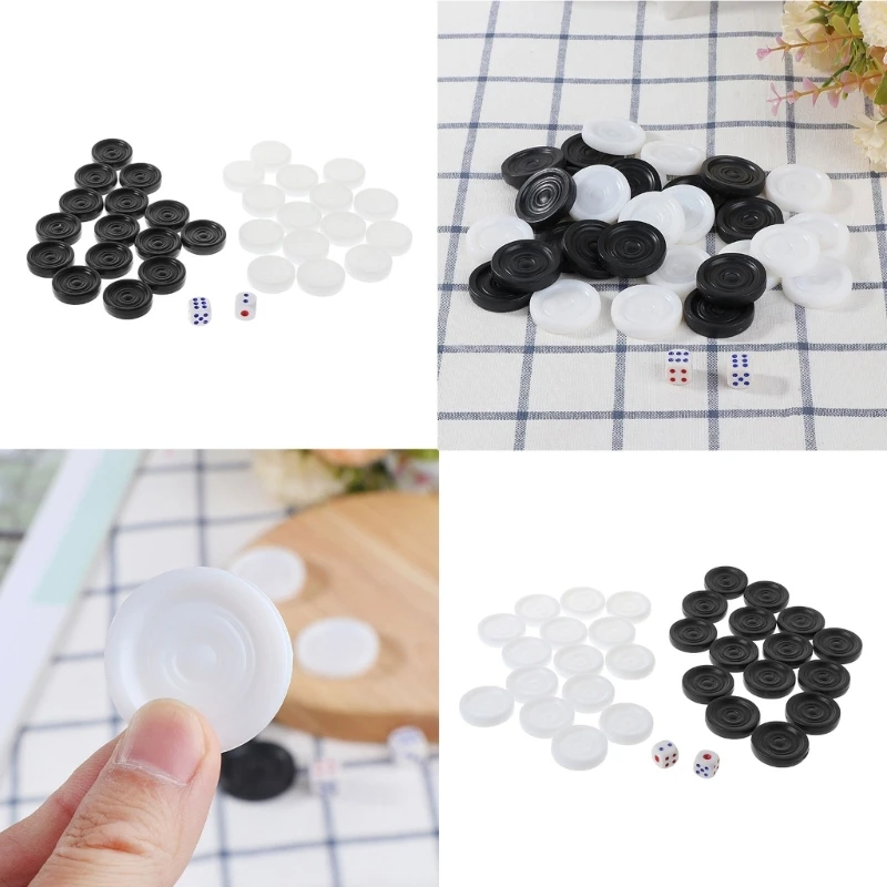 Plastic Backgammon Checkers Chips Pieces Stackable Checkers Pieces Children Kids Toy 32Pcs/set 28mm/33mm