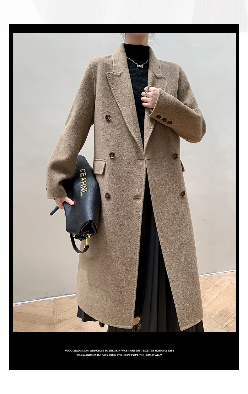 Windbreaker trend wild Woolen coat spring and autumn large size Woman's clothing long sleeve