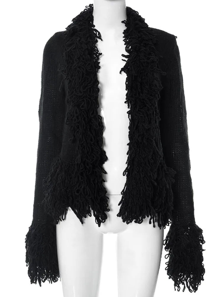 Joskaa Vintage Fringe Sweater Jackets Women Hipster Sexy Long