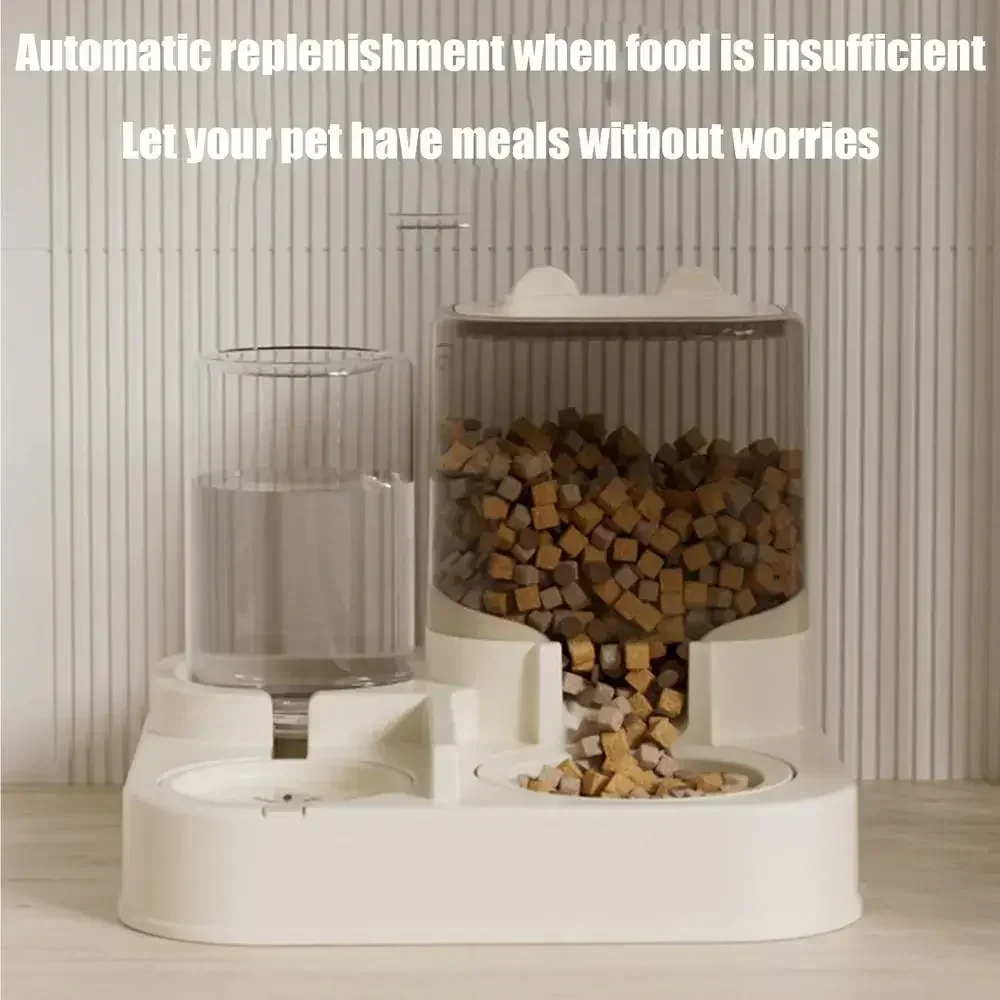 Qq-Cat Feeder And Water Dispenser Self-Feeding Kitten Food Feeder Large Capacity Cat Food Dispenser Multifunctional Pet Food