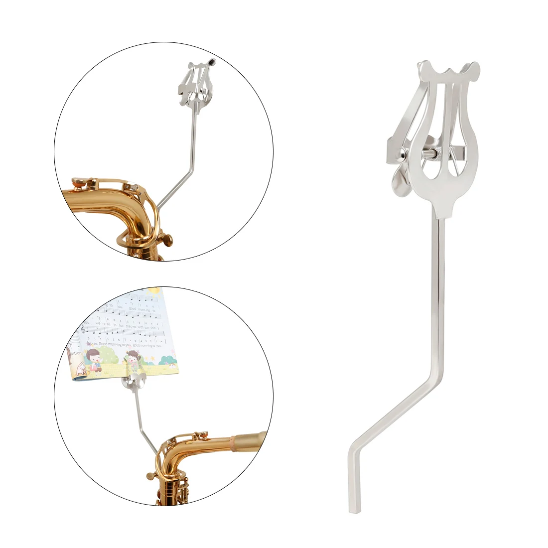 

Portable Alto Saxophone Music Stand Stainless Steel Clamp Clip-on Holder for Saxophone Playing