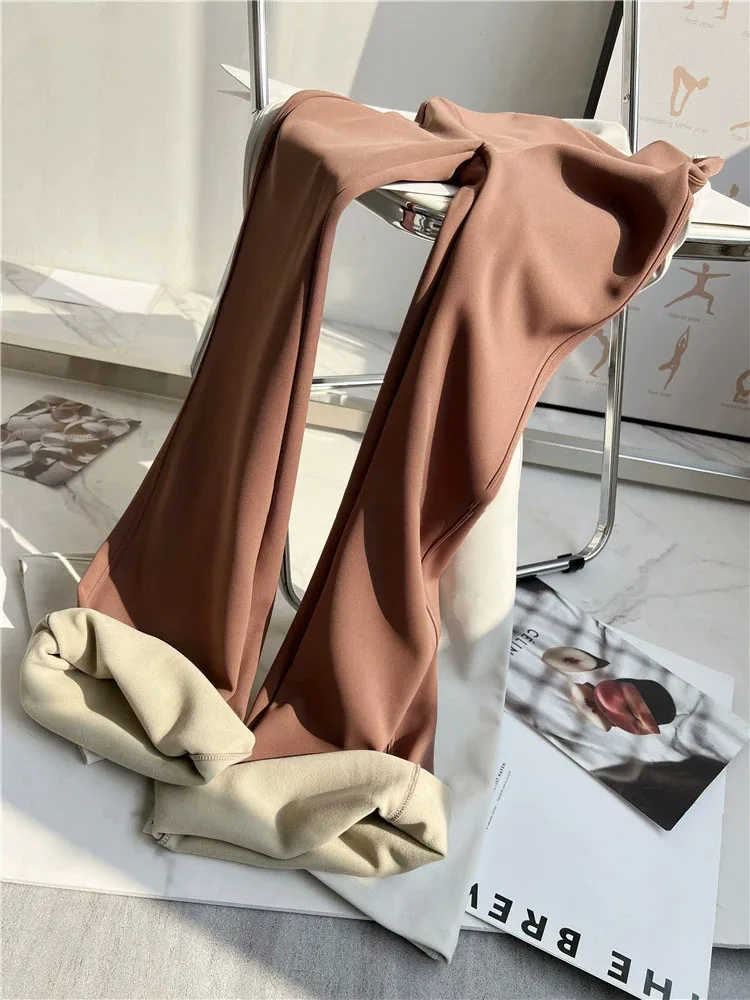 

Женские спортивные расклешенные леггинсы с высокой талией, флисовые теплые штаны для йоги, трико пуш-ап для спортзала, фитнеса, тренировок, танцев, длинные брюки, одежда