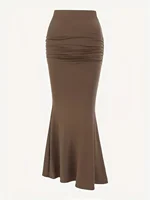Women Solid Slim Fishtail Skirt Spring Summer New In Elegant Fashion High Waist Fold Skirts Lady Causal Street Short Dress Sexy - Image 6