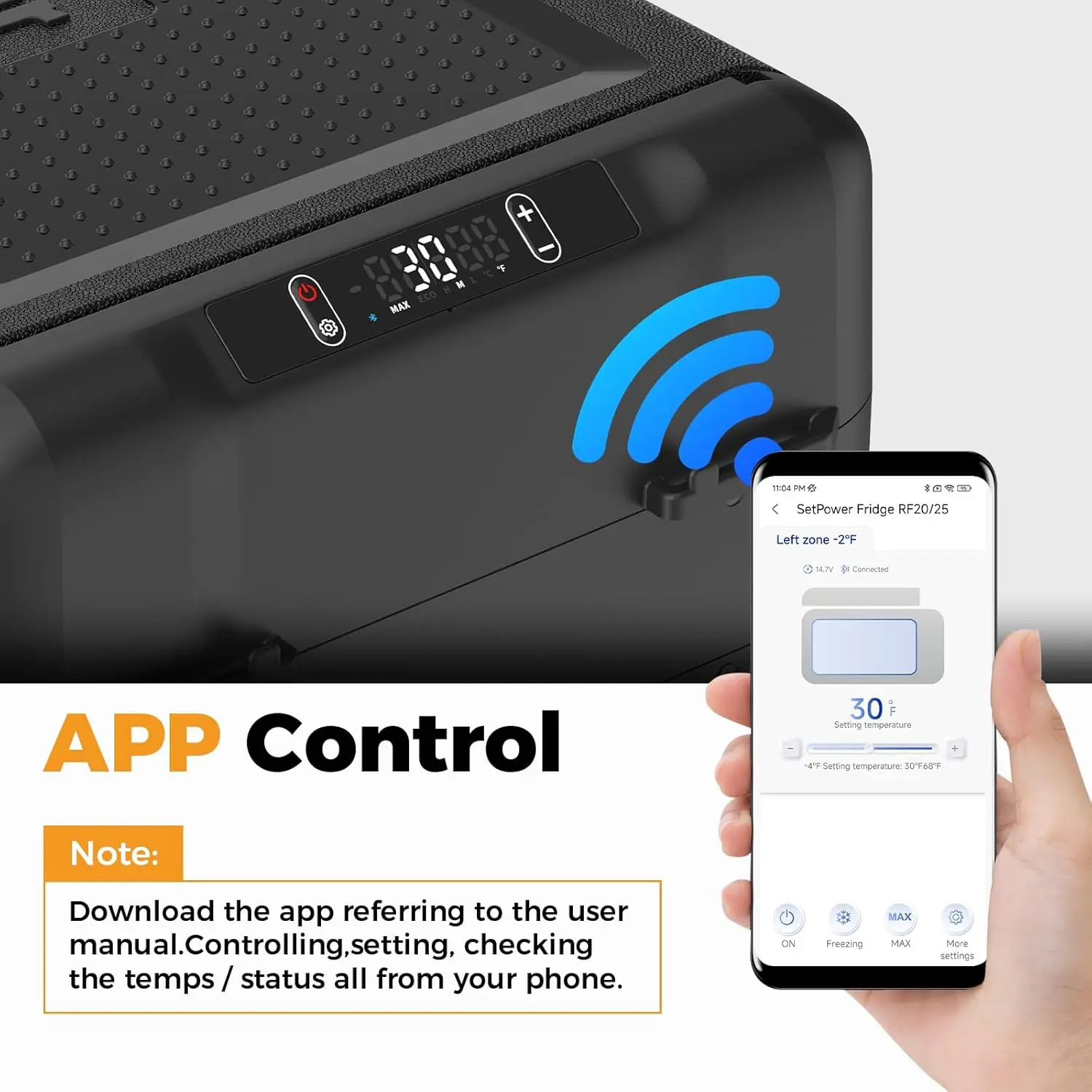 RF25 12V 27 Quart Portable Electric Cooler and Freezer for Cars with 12/24V DC Compatibility