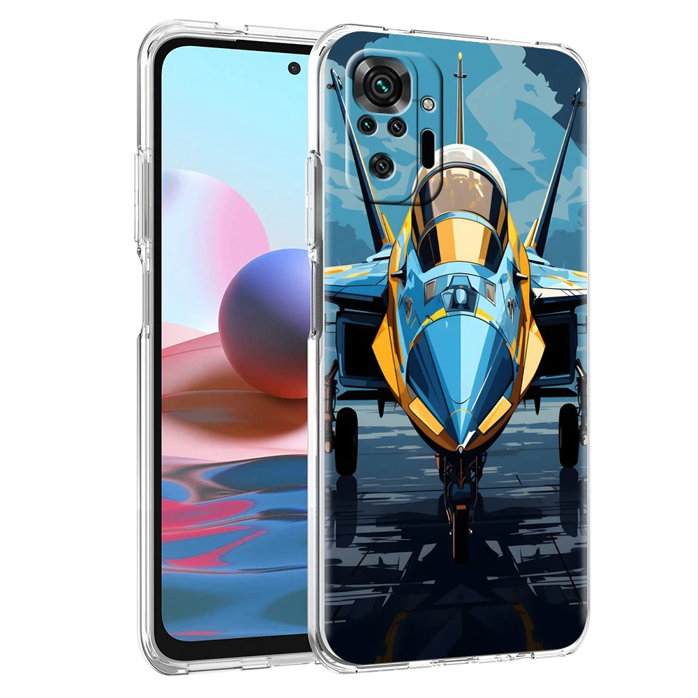 Sky Jet Fighter Handy hülle Abdeckung für Redmi 12 Note 10 11 11t 7 8 8t 9 k40 Gaming 9a 9c Pro plus 5g transparente Shell Capas Taschen – Detail 5