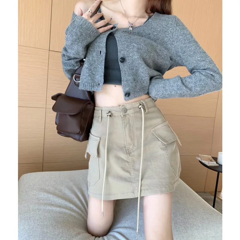 

2023 Fashion Women's Y2K Navel Exposed Patchwork High Waist Retro Skirt Sexy Preppy Style Mini Skirt Streetwear