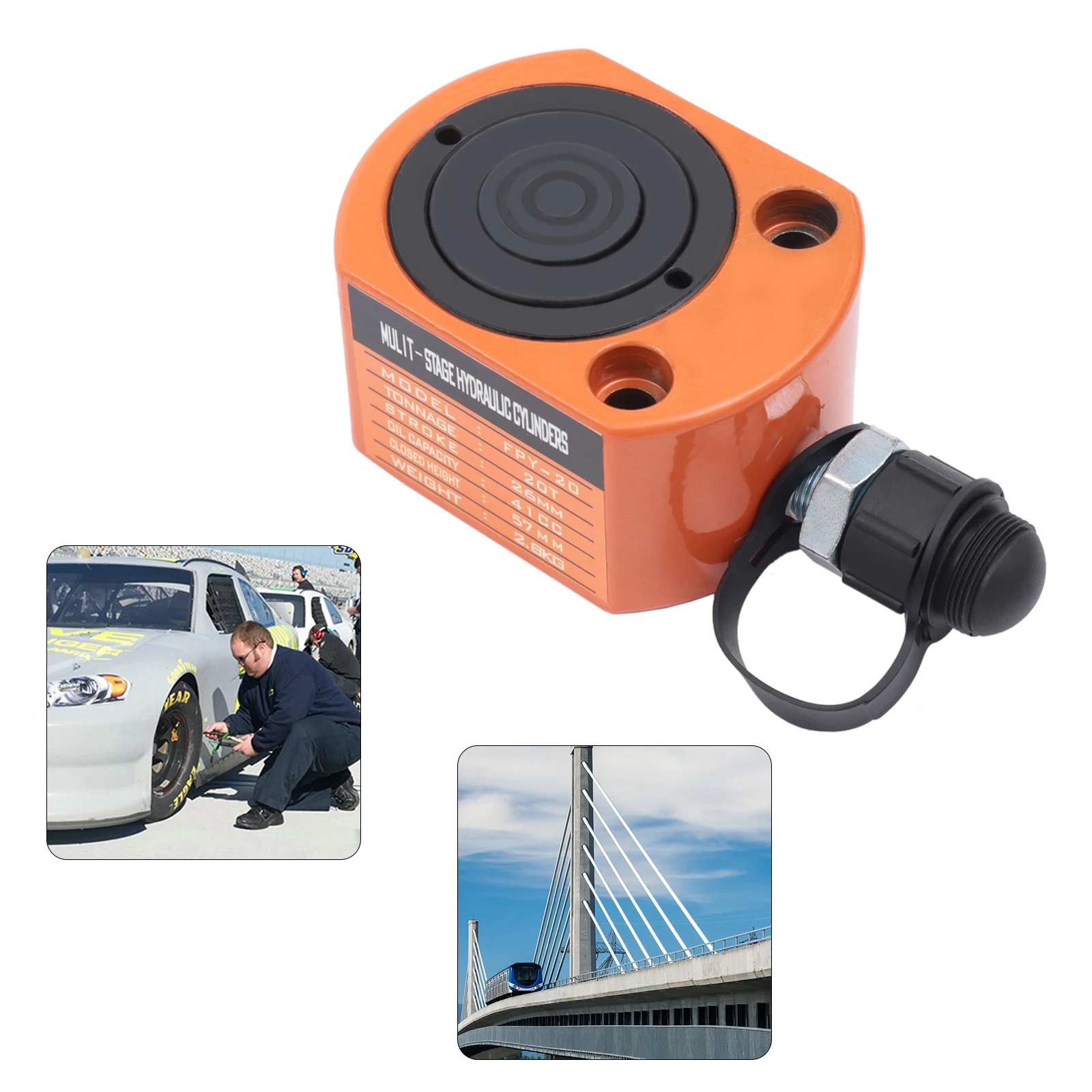 20T Hydraulic Cylinder Jack Ram Multi-Acting Low Profile Lifting for Car Machinery Shipbuilding 3