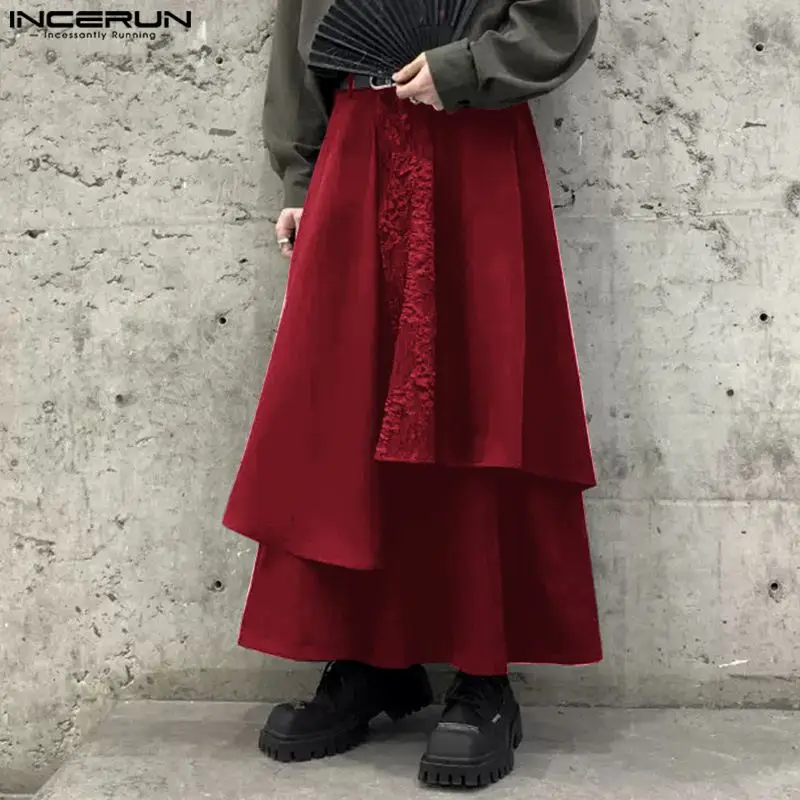 

Брюки INCERUN мужские с широкими штанинами, свободные Джоггеры в стиле пэчворк на пуговицах, повседневные уличные штаны, модные раньше, 2024