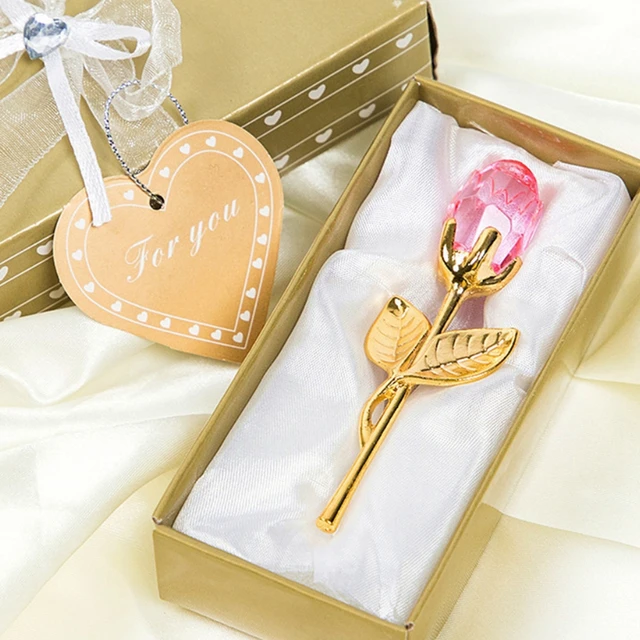 Artificial Rose Wedding Gift Decoration 1set Mothers Day Gift Girlfriend Gift Ornament Crystal Glass Rose Box Party Favor Lot 4