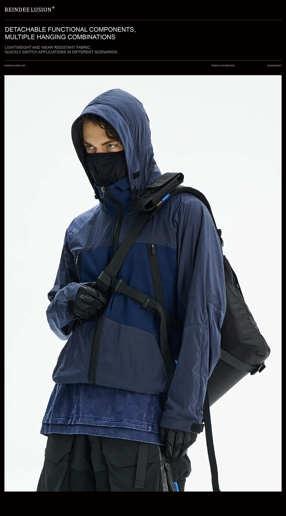 Reindee Lusion 24ss FP05 Detachable mobile phone bag cd material fidlock hook buckle techwear accessories edc carrier