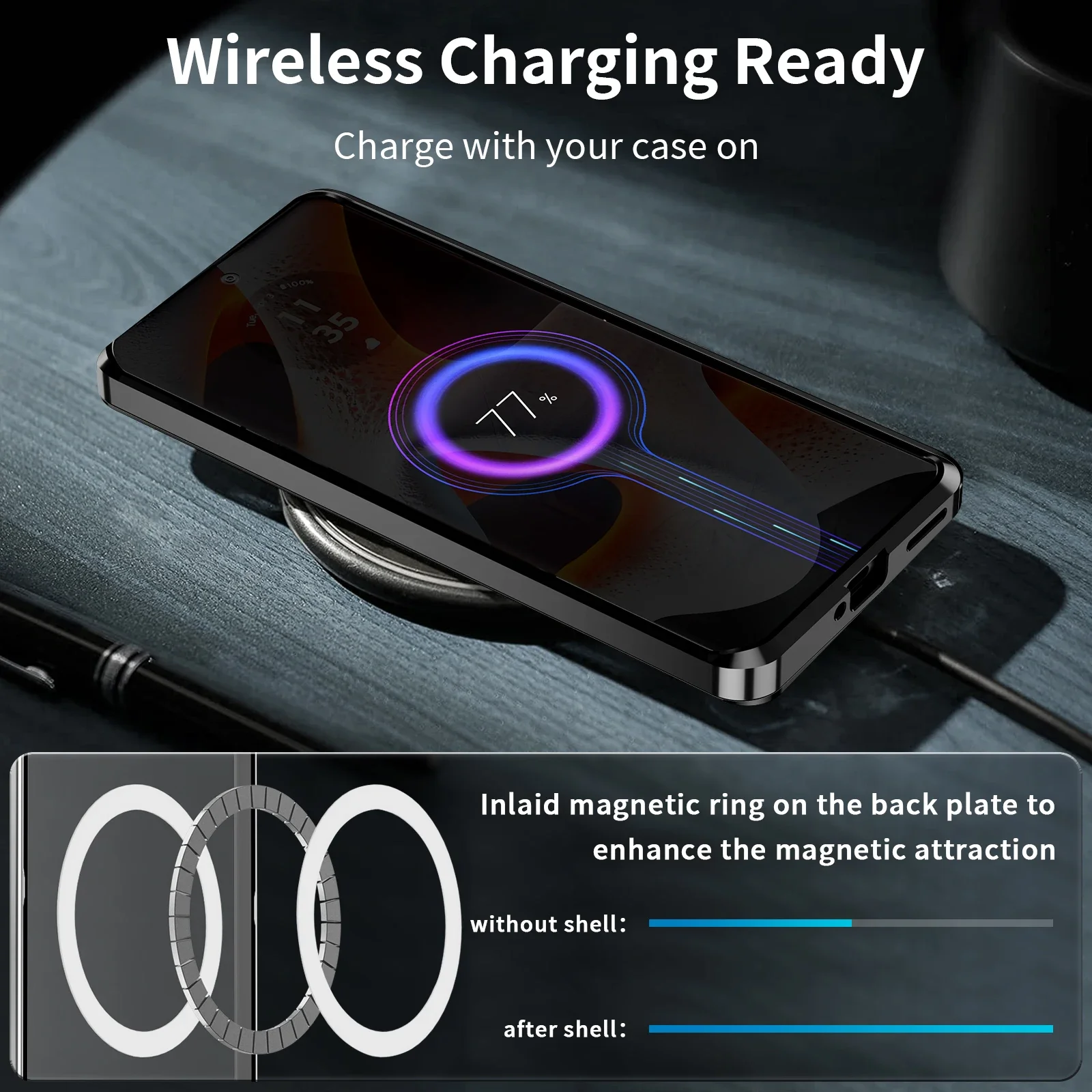 Case For MOTO Edge 50 Pro  Aluminum Alloy Frame Magnetic Glass Back Cover for MOTO Edge 50Pro Shockproof Bumper Funda 5