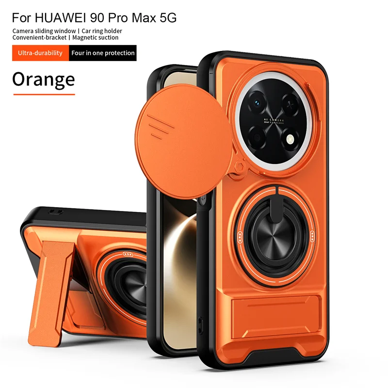 Enhanced Phone Case with Armor Ring Stand and Magnetic Bracket - Lens Protection Back Shell Cover