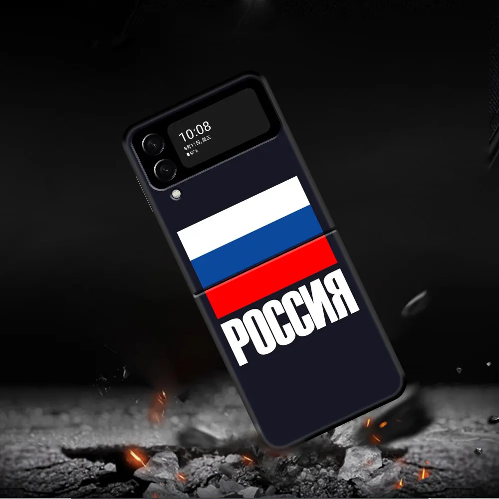 galaxy flip3 case Cases Cases Smartphone Case Flag Russian bear eagle For Samsung Galaxy Flip Z Flip3 5G ZFlip3 ZFlip Hard PC galaxy z flip3 phone case