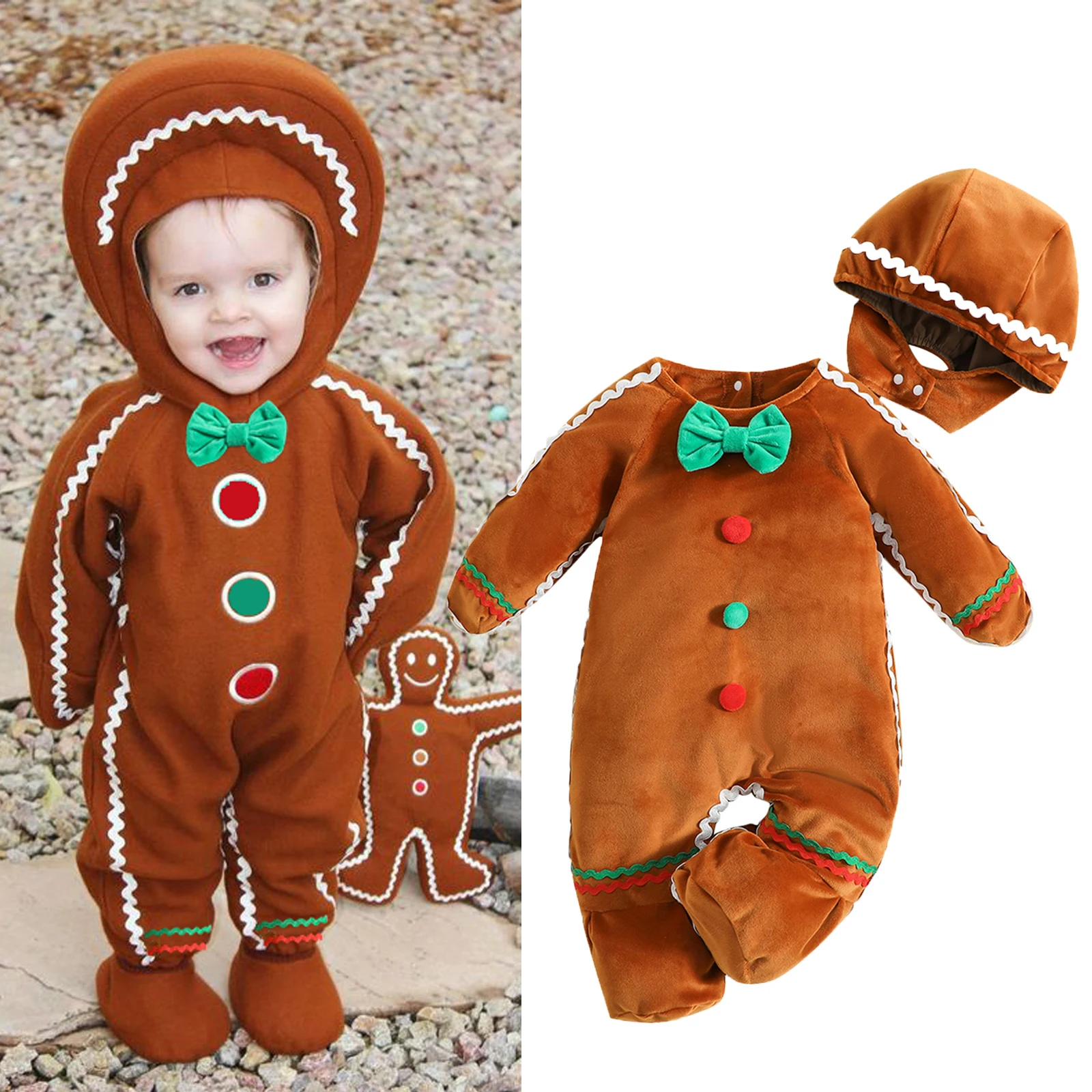 Baby Gingerbread Winter Romper 1