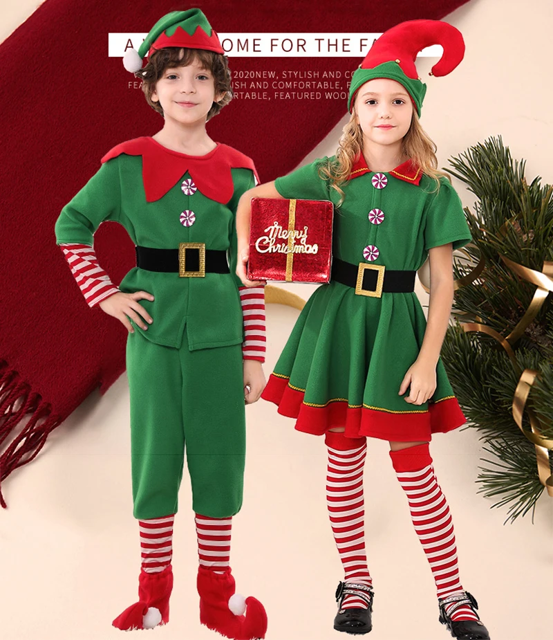 Vestito Da Elfo Di Babbo Natale CARNEVALE NATALE VESTITO COSTUME