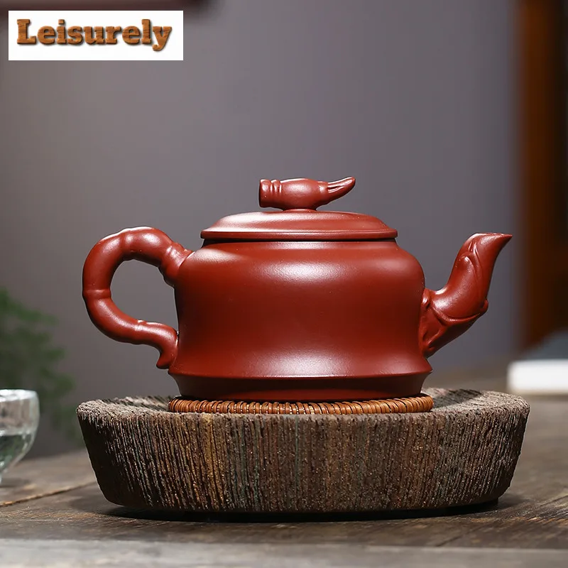 280ml Aesthetic Yixing Purple Clay Teapots Artists Handmade Gold Drawing Pot Raw Ore Dahongpao Mud Kettle Chinese Zisha Tea Set